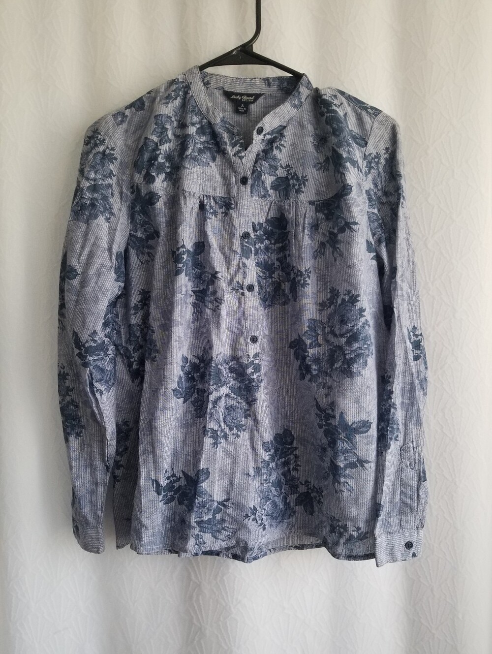 Lucky Brand Floral Cotton Peasant Blouse Size Small